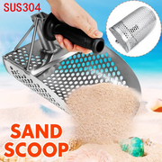 SUS304 stainless steel perforated sand scoop for beach sifting and shelling