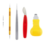 Professional electronics repair tool kit with tweezers, precision screwdriver, and pry tool.