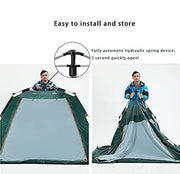 Automatic pop-up camping tent with hydraulic spring device for quick setup