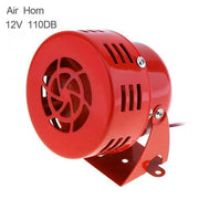 Red 12V 110dB electric air horn for automotive or vehicle use
