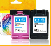 HP 61XL replacement ink cartridges in black and tri-color