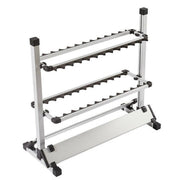 Silver aluminum multi-tier storage rack for electronics or mobile accessories