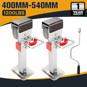 Pair of adjustable 400mm-540mm heavy duty 1200lbs capacity car jack stands with hand crank.