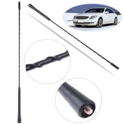 Flexible black telescopic car antenna for mobile signal enhancement.