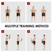 Four different abdominal training methods using an ab roller device for core workouts.