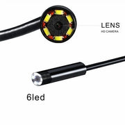 HD camera lens with 6 LED lights for mobile electronics inspection.