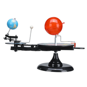 Educational solar system model toy featuring a red sun and blue earth on a mechanical base.