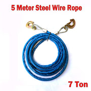 5 meter blue coated steel wire rope with heavy duty hooks, 7 ton capacity