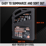16 piece T-handle Allen hex key socket set in a durable black carrying case.