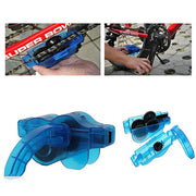 Blue plastic bicycle chain tool for removing and installing bike chain links.