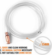 Clear flexible 15mm tubing with a copper connector for industrial or non-drinking water use.