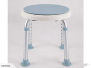 Adjustable height light blue and white portable stool with silver metal legs