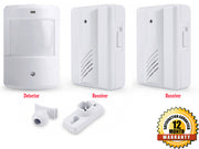 Wireless motion detector and receiver set with mounting hardware and 12 month warranty badge