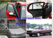 Comparison showing car door types that are not compatible with the product