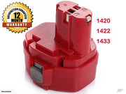 Red replacement lithium-ion battery pack for power tools models 1420, 1422, and 1433.