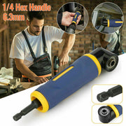 Blue and yellow 1/4 inch hex drive ratchet handle tool for manual tightening and DIY repairs.