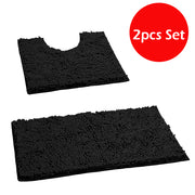 2-piece set of black shaggy microfiber bath mats