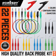 Horusdy 22 pieces high quality back probe kit with multi-color electrical testing tools.