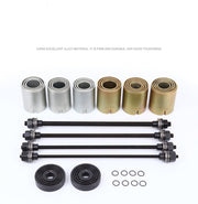 Automotive suspension control arm bushings and stabilizer bar links kit.