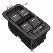 Black car power window switch panel with dimensions 10.2cm x 5.3cm x 4.5cm