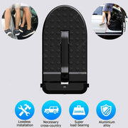 Black portable car step stool for easy vehicle entry with high load bearing capacity.