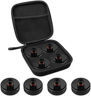 Black protective carrying case containing four replacement suction cup pads for vacuum tools.