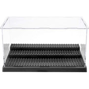 Clear acrylic display case with a black tiered base for collecting miniature figures