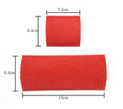 Red textured silicone bands with dimensions 15cm x 6.4cm and 7.2cm x 6.4cm