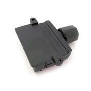Black plastic electronic component module on a white background