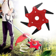 Red heavy-duty brush cutter blade attachment for grass trimming and weeding
