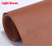 Close-up of rolled light brown textured faux leather material