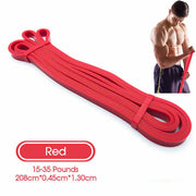 Red resistance band for strength training and fitness exercises
