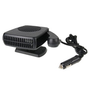 Portable black car vacuum cleaner with power cord and cigarette lighter plug.