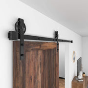 Barn Door Hardware Large Wheel 2.44M Sliding Track Black Antique - Paktec.nz