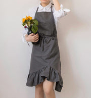 Cotton Linen Apron Skirt Pinafore Dress
