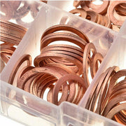200Pcs Copper Washer Gasket Nut Bolt Set Flat Ring Seal Kit