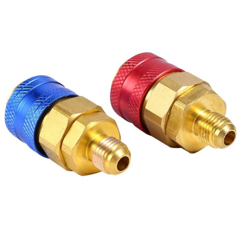 134a Quick Coupler R134a Auto Car Quick Coupler Connector Brass Adapters, Air Conditioner Mini System Vacuum Port Adapter Low & High Side AC Manifold Air Conditioning Vacuum Pumps - Foto 3