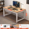 Pine Wood Color and White Frame Computer Desk
