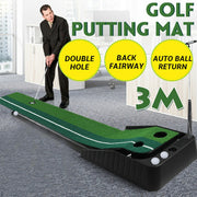Golf Putting Trainer Mat 3 Meters Ball Auto Return Practice Putter