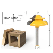 Lock Miter 45 Degree Joint Router Bits 1/4" Shank