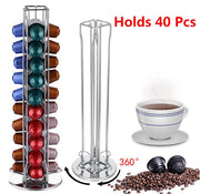 Coffee Pod Holder 40 Rotating Nespresso Capsules Tower Display Rack