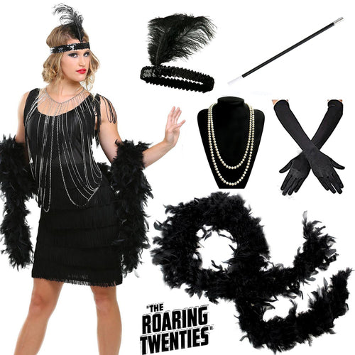 Flapper Accessories 1920s Gatsby Party Womens Costume Dress Set