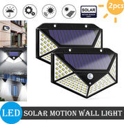 2 x Solar Wall Lights 100 LED Sensor Wall Lamp