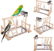 Bird Stand Parrot Cage Toys Playground Wood Perch Gym Playpen Ladder Toy