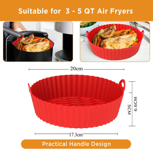 Reusable Air Fryer Silicone Liner Durable Air Fryer Pot Basket for 3 to 6 qt 7.5inch Grey+ in Blue