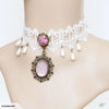 Vintage Gemstone Lace Crochet Necklace