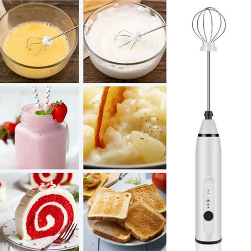 1 Set Of Handheld Electric Milk Frother And Egg Beater, 1200mah, Equipped  With 2 Heads, Usb Rechargeable, 3 Adjustable Speeds, Suitable For Coffee  Latte, Cappuccino, Hot Chocolate, And Whisking Eggs.