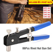 Nut Rivet Riveter Gun Riveting Kit 86PCS