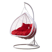 Double Rattan Egg Chair with Cushion and Stand