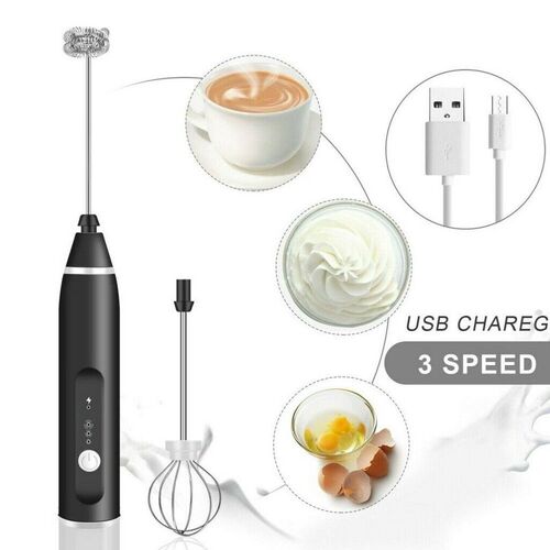 Milk Frother, USB Rechargeable 3 Speeds Mini Drink Mixer Electric